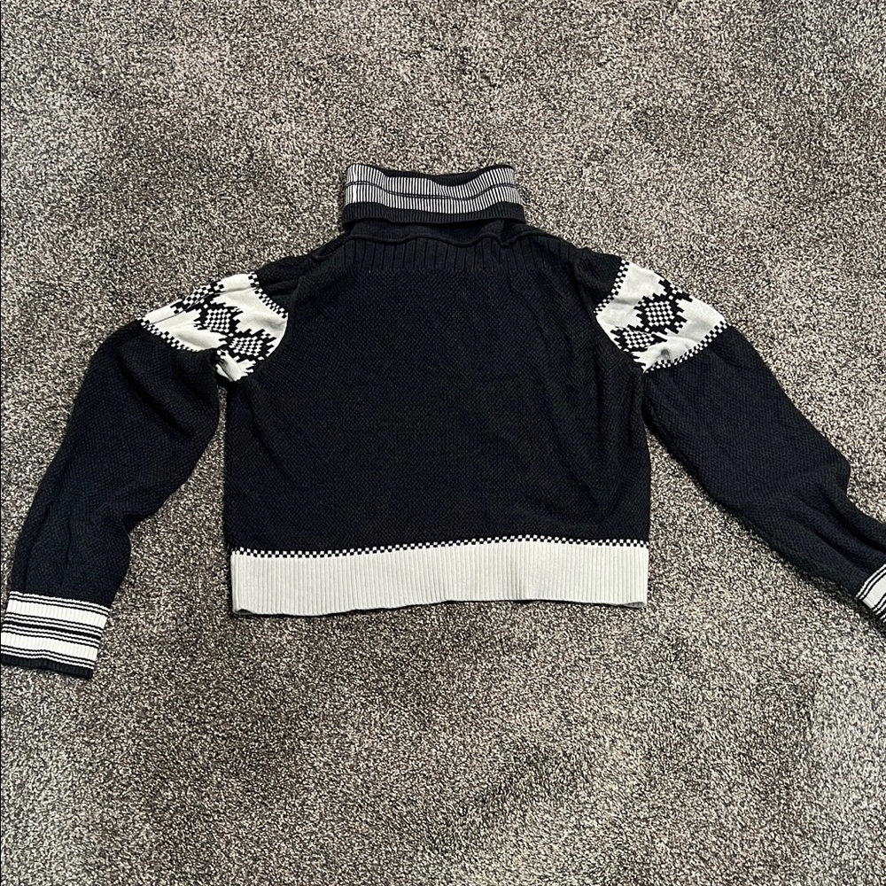 Maeve Grey and White Turtleneck Sweater, cropped